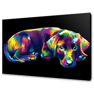 Labrador Puppy Colourful Abstract Modern Design Home Decor Animal Pet Canvas Print Wall Art Wall Hanging