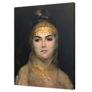 Odalisque Beautiful Woman Theodoros Ralli Reproduction, Vintage Painting Canvas Print, Antique Female Portrait, Beautiful Romantic Fine Art