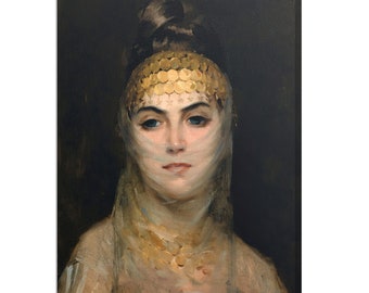 Odalisque mooie vrouw Theodoros Ralli reproductie, vintage schilderij canvasafdruk, antiek vrouwelijk portret, prachtige romantische kunst