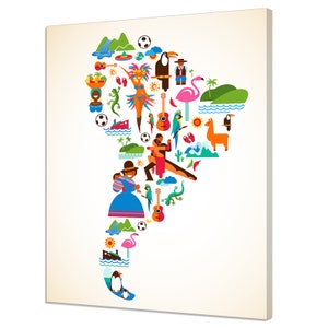 Symboles carte de l'amérique du sud abstrait design moderne décor à la maison impression sur toile art mural photo