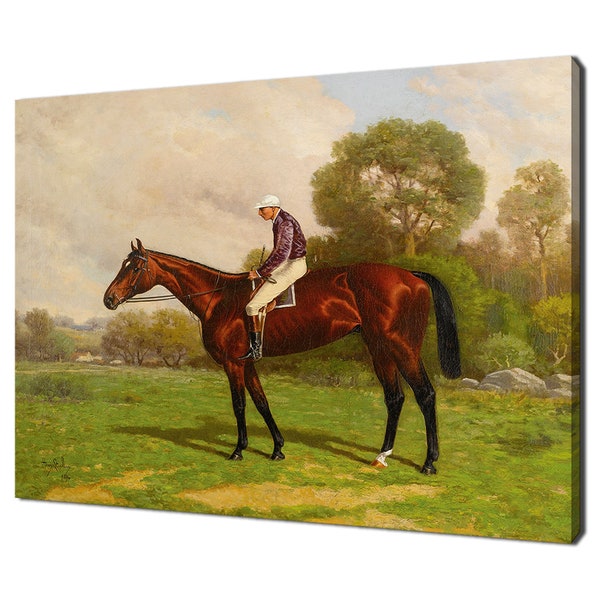 Montana With Garrison Up (1894) Henry Stull Reproduktion, viktorianischer Ölgemäldedruck, Jockey Leinwanddruck Wandkunst, antike feine Kunst