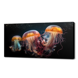 Colourful Jellyfish Underwater Canvas Print, Wildlife Inspired Art, Enchanting Animals Wall Art, Wildlife Home Decor, Sealife Picture Print