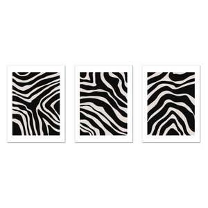 Black White Zebra Stripes Pattern, Nordic Wall Decor, Neutral Geometric Art, Set Of 3 Prints Modern Canvas Print Wall Art Home Decor