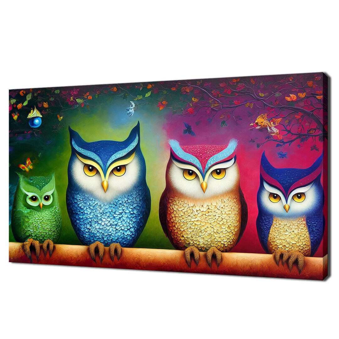 Family of Owls Canvas Wall Art Picture Print Wall Hanging Home Decor