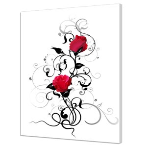 Beautiful Red Rose With Floral Element Abstract Modern Floral Design Home Decor Canvas Print Wall Art Picture