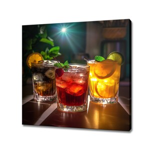 Assorted Colourful Cocktails Drinks Glasses, Kitchen Modern Design Home Restaurant Bar Decor Canvas Print Wall Art Picture Wall Hanging