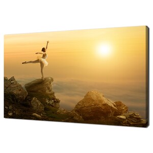 Beautiful Ballet Dancer Ballerina On The Cliff Edge At Sunset Modern Design Home Decor Canvas Print Wall Art Picture