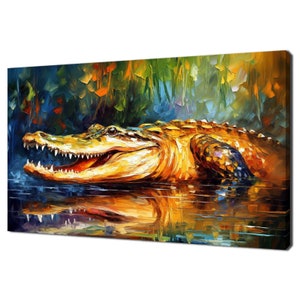 Colourful Alligator Crocodile Reptile Animal Modern Painting Design Home Decor Canvas Print Wall Art Picture