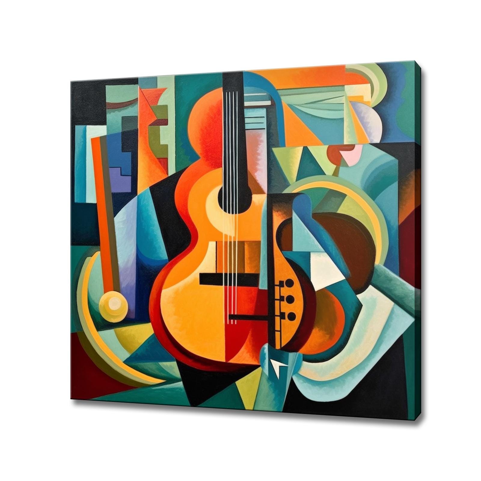Music Instruments Guitar Colourful Abstract Cubism Canvas