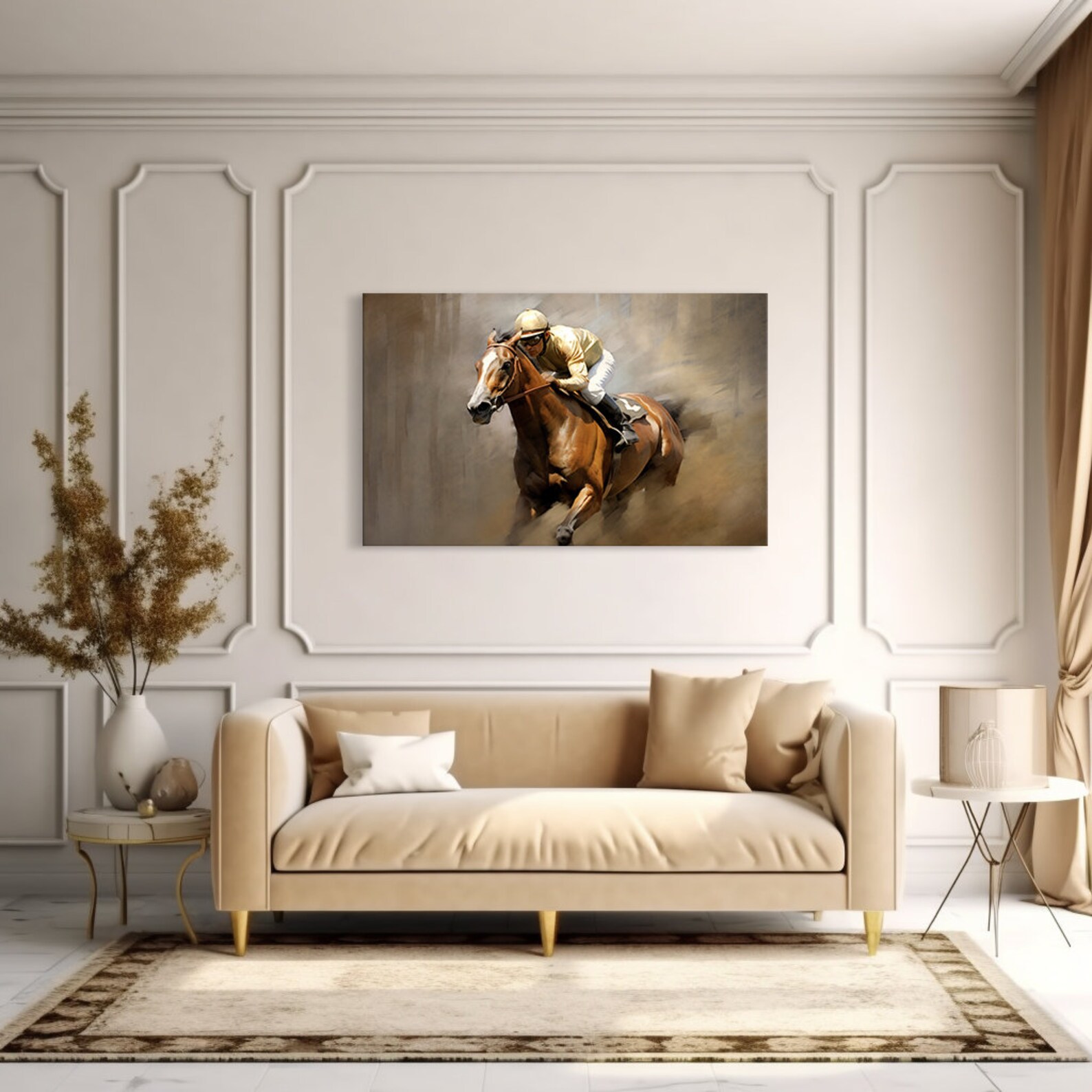 Horse Riders By Jtanki - Mirror Framed Print Wall Art - Orange