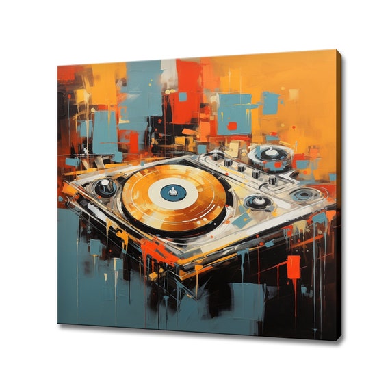 Music DJ Deck Colourful Painting Style Canvas Print Wall Art