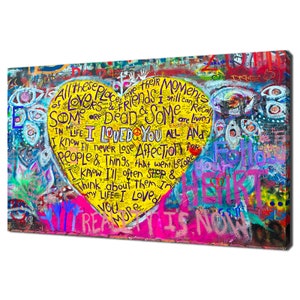 Heart Love Colourful Graffiti Lennon Wall Modern Design Home Decor Canvas Print Wall Art Picture