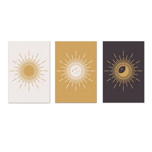 Boho Wall Prints, Neutral Boho Wall Art, Nordic Wall Decor, Sunshine Prints, Set Of 3 Prints Modern Canvas Print Wall Art Home Decor