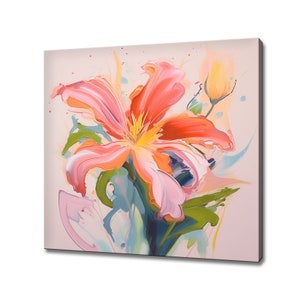 Lily Flower Painting Style Canvas Print Wall Art, Modern Floral Design Home Decor, Botanical Flowers Wall Art, Gift For Flowers Lover