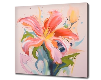 Lily Flower Painting Style Canvas Print Wall Art, Modern Floral Design Home Decor, Botanical Flowers Wall Art, Gift For Flowers Lover