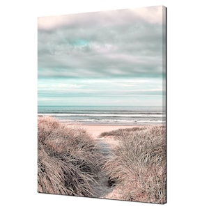 Seaside Path To The Beach Through Sandy Dunes Pastel Modern Design Decor Canvas Print Wall Art Picture
