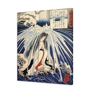 Hatsuhana Doing Penance Under The Tonosawa Waterfall Utagawa Kuniyoshi Modern Japanese Design Canvas Print Home Decor Wall Art