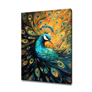 Beautiful Peacock Bird Painting Canvas Print, Birds Modern Design Home Wall Decor, Nature Canvas Print Wall Art, Gift For Bird Lover