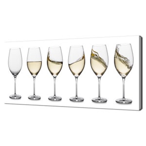 Row Of White Wine Glasses Kitchen Modern Design Home Decor Canvas Print Wall Art Picture