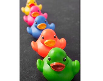 Five Colourful Rubber Ducks Bathroom Decor Modern Design Home Decor Canvas Print Wall Art Picture