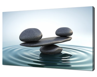 Zen Stones Balance On The Water Spa Relaksujący nowoczesny projekt łazienki Wystrój domu Wydruk na płótnie Obraz ścienny