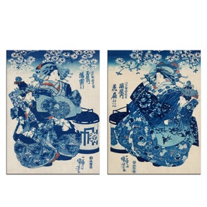 The Courtesan Hanao Of Ogi Ya Utagawa Kuniyoshi 2 Panels Modern Design Home Decor Japanese Art Canvas Print Wall Art Picture