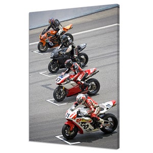 Superbike Race Motorbikes On Racing Circuit Modern Design Home Decor Canvas Print Wall Art Picture Wall Hanging