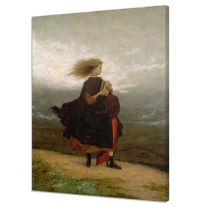 The Girl I Left Behind Me, Antique Portrait Of A Girl, Antique Moody Art, Vintage Painting Canvas Print, Romantic Fine Art Print