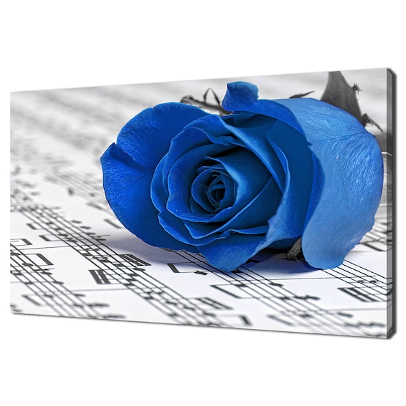 Beautiful Blue Rose Flower With Music Notes Modern Design Home