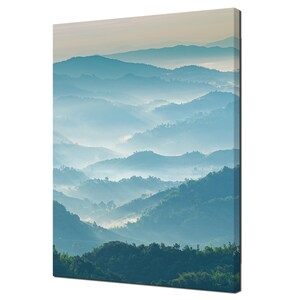 Mountain Layer In Morning Sun Foggy Day Modern Canvas Print Wall Art Picture