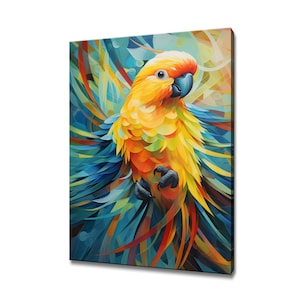 Beautiful Colourful Parakeet Bird Painting Canvas Print, Bird Modern Design Home Decor, Nature Canvas Print Wall Art, Gift For Bird Lover
