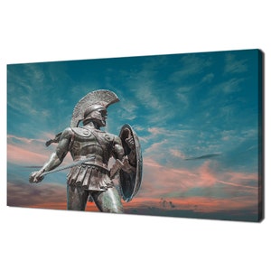 Blue Pink Leonidas Ancient King Of Sparta Greek Modern Design Home Decor Canvas Print Wall Art Picture