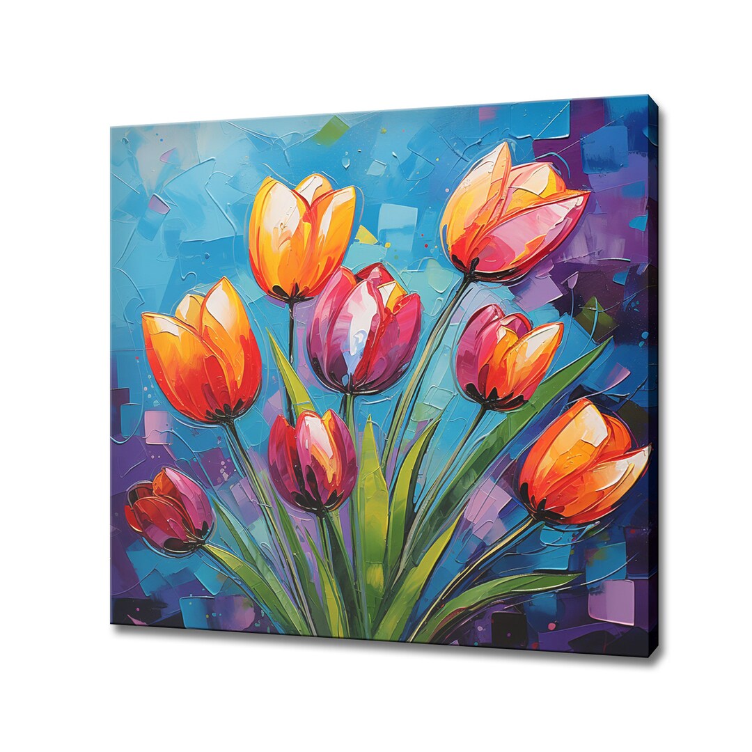 Tulpen Wandbild Leinwand - Modernes Floral Poster 40x60cm