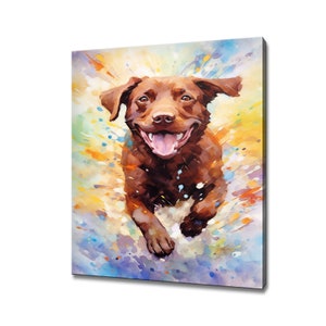 Brown Labrador Dog Animal Canvas Print, Gift For Brown Labrador Dog Lover, Colourful Dog Portrait Painting Canvas Print, Dog Wall Art