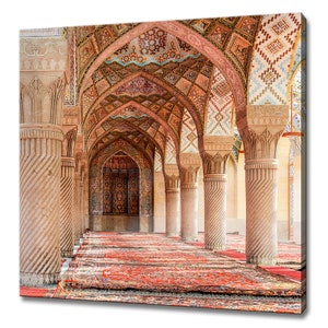 Stampa su tela con archi e ornamenti arabi d'epoca, design marocchino, immagine artistica da parete