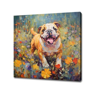 English Bulldog Dog Animal Canvas Print, Gift For English Bulldog Lover, Colourful English Bulldog Portrait Painting Print, Dog Pet Wall Art