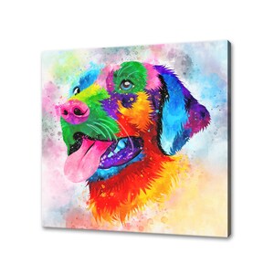 Labrador Retriever Dog Colourful Watercolour Canvas Wall Art Picture Print Wall Hanging Pet Home Decor Handmade Ready To Hang