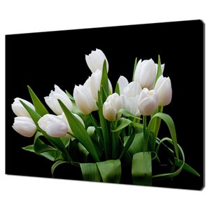 Beautiful Bouquet Of White Tulips Flowers Modern Floral Design Home Decor Canvas Print Wall Art Picture Wall Hanging
