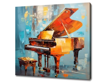 De pianomuziek olieverfschilderij stijl canvas print muur kunst, muziek modern design interieur, muzikale muur kunst foto muur hangend