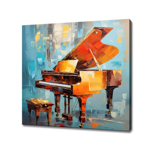 The Piano Music Oil Painting Style Canvas Print Wall Art, Music Modern Design Home Decor, Musical Wall Art Picture Wall Hanging