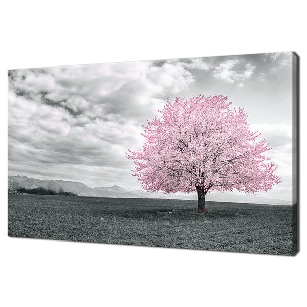 Japanischer rosa Kirschblüten-Baum Blühender Sakura-modernes Design-Dekor-Leinwand-Kunst-Bild