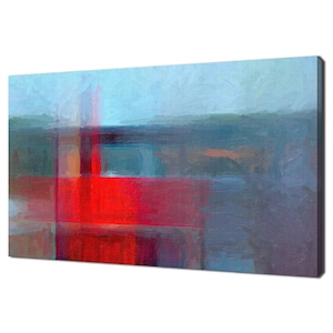 Red Blue Abstract Painting Brush Strokes Modern Design Home Decor Canvas Print Wall Art Picture