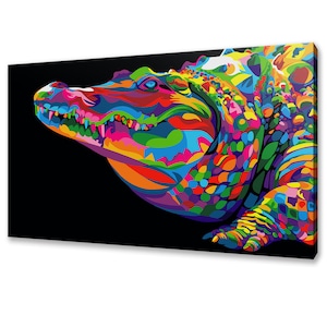 Colourful Abstract Crocodile African Reptile Animal Modern Design Home Decor Canvas Print Wall Art Picture