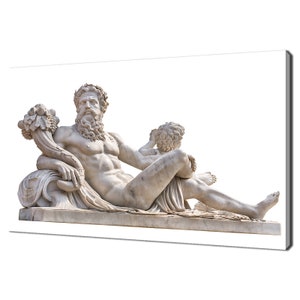 Ancient Marble Statue Of Greek God Zeus Modern Design Canvas Print Wall Art Picture