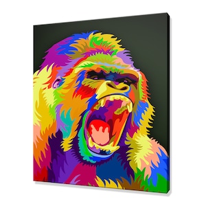 Colourful Gorilla Monkey Abstract Modern Design Pet Home Decor Canvas Print Wall Art Picture