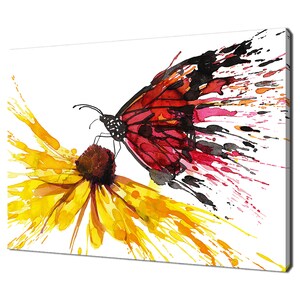 Red Butterfly On The Yellow Flower Watercolour Painting Style Modern Design Home Decor Canvas Print Wall Art Picture Wall Hanging