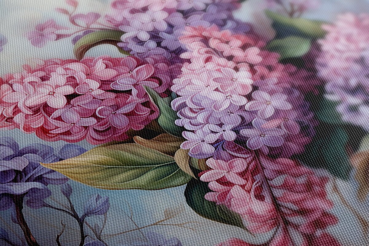 Pink Purple Lilac Flowers Canvas Print Wall Art, Modern Floral Design ...