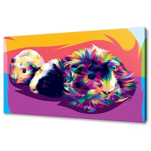 Colourful Guinea Pigs Animals Modern Abstract Design Home Decor Pet Canvas Print Wall Art Picture