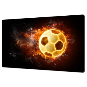 Football Player Ball, Soccer Ball On Fire Modern Design Home Decor Canvas Print Wall Art Picture