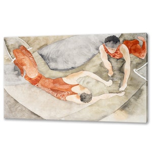 Two Trapeze Performers In Red (1917) By Charles Demuth Reproduction Watercolour Painting Style Canvas Print Wall Art Picture Ready To Hang